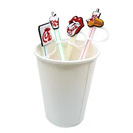 ストローを飲むカスタムソフトチキンFIL A SILE ST TOPPERSアクセサリーERチャーム再利用可能なスプラッシュプルーフダストプラグ装飾8mmパーティードロップD