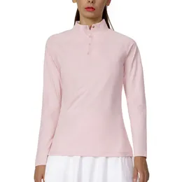 Other Sporting Goods Ladies Tennis Shirt Women's Mid Neck Buttoned Golf Long Sleeve Top UPF 50 Sun Protection Clothing Sportswear Breathable Durable 230808