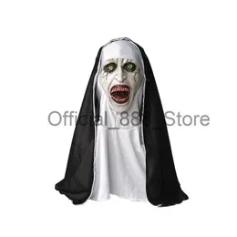 Korku Hayalet Olanı Rahibe Cosplay Mask Korkunç Scream Makyaj Cadılar Bayramı Kostüm Partisi Lateks Headgear Thriller Srimace Perili Ev Maskesi X0809