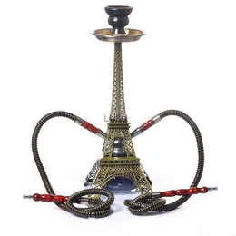 Eiffel Tower Hohadah Kettle Arabian Shisha Double-Barrelled Watered Waterable Smoking Accessories Home Furnishing Decoration HKD230809