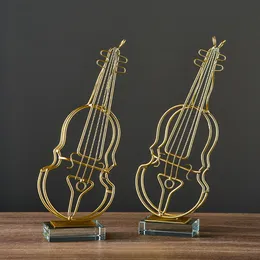 Decorative Objects Figurines Minimalism Room Decor Music Violin Statue Modern Home Metal Musical Instrument Ornament Office Desk Accessories Craft Gift 230809