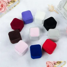 Jewelry Boxes Bk 11 Color Veet Gift For Rings Engagement Couple Packaging Square Show Case Box 55X50X4M Drop Delivery Packing Display Dhmux