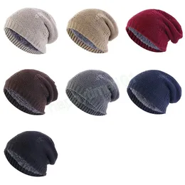 Vinter beanie hatt unisex vanlig färgkabel stickad slur