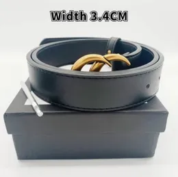 Hot style designer mens belt luxury women belts men fashion classical bronze big smooth buckle real leather strap 2.0cm 3.0cm 3.4cm 3.8cm black waistband with box