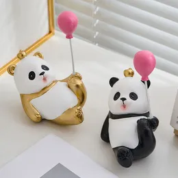 Decorative Objects Figurines Modern Lovely Panda Ornaments LivingRoom TV Cabinet Cartoon Balloon Acrobatic Bear Floor Sculpture Decoration Kids Present 230809