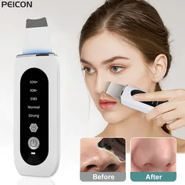 Dispositivos de cuidados faciais Ultrasonic Skin Scrubber Peeling Blackhead Remover Deep Face Cleaning Ultrasonic Ion Ance Pore Cleanser Shovel Cleanser 230808