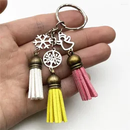 Keychains Tassel Charm Christmas Tree Gift Keyring Handmake Snowman Keychain Snowflake Key Holder Jewelry