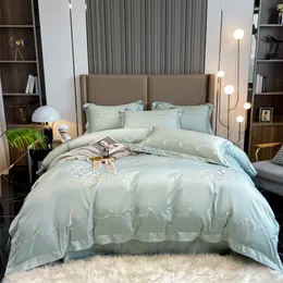 침구 세트 Svetanya Egyptian Cotton Bedding 세트 Linens 단단한 시트 베개 담요 담요 커버 King Queen Europe Double Size 230809