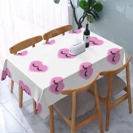 Toalha de mesa com cílios em um coração rosa pastel toalha de mesa retangular à prova de óleo à prova de óleo capa bonita para sala de jantar