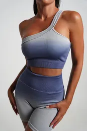 Active Sets Women's Seamless Set Oblique Shoulder Beauty Back Sexy Intensity Fitness High Waist Hip Lift Exercise Rib Yoga Dress