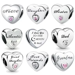 925 Sterling Silver Love Letter charms Beads Star Moon Safety Chain DIY fit Pandora Fashion Bracelet Necklace Women Designer Jewelry Valentine's Day Gift