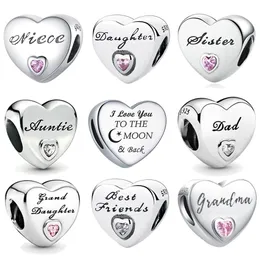 925 Sterling Silver Love Letter Charms Beads Star Moon Safety Chain Diy Fit Pandora Fashion Armband Halsband Kvinnor Designer Smycken Valentins dag gåva