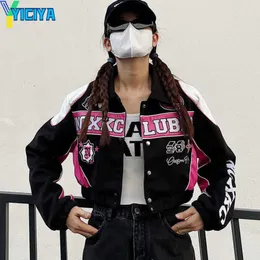 Womens Jackets YICIYA varsity jacket bomber coats women in outerwear y2k American vintage baseball jackets oversize motorcycle coat met top 230808