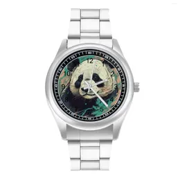 Wristwatches Panda Quartz Watch Gouache Cartoon Design Classic Wrist Steel Promotion Sports Woman Wristwatch