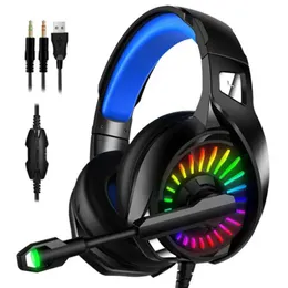 Hörlurar 7.1 Virtual Wired Headset 4D Stereo RGB Light Game Earphones with Microphone For Xbox One Computer PS4 Gamer HKD230809