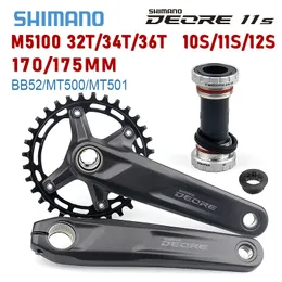 자전거 그룹 세트 Shimano Deore FC M5100 MTB Crankset 10S Mountain Sprocket 175 170mm 32T 크랭크 세트 자전거 하단 브래킷 BB52 M500 M501 230808