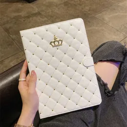 För iPad 9th Generation Case Luxury Plated Gold Crown Leather Qulited Flip Fold Cover för iPad Air 3 4 5 Pro 9.7 Mini 6 2 3 4 5 HKD230809