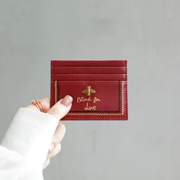 Wholesale Ultra-Thin Small Card Holder Men's Small Mini Women's Simple Business Card Holder Leather Bus