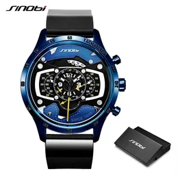 Relogio Masculino SINOBI Orologio Uomo Auto Orologi creativi Uomo Moda Casual Speed Racing Sport Cronografo Orologio al quarzo in silicone2717