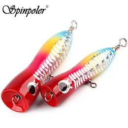 Esche Esche Spinpoler 8cm 10cm Popper in legno Esca per traina Esca per pesca in barca GT Surface Popping Stickbait Attrezzatura per acqua salata Pesca 230809