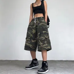 Herrenhosen Foufurieux Lose Neutrale Weite Beinhalbe Camouflage-Hose Männer Sommer Amerikanische Straße Lässige A-Linie Elastischer Bund Shorts Weiblich 230808