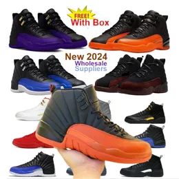 2024 баскетбольная обувь блестящая апельсин 12 -е полевые фиолетовые 12 мужчин Женщины спортивная обувь с коробкой -стелс -грипп