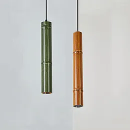 Pendant Lamps Chinese Zen Tea Room Bamboo Art Lamp Creative Design Small Fresh Restaurant 5W Aluminum Led Decorative Pendent Lights