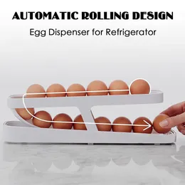 Food Savers Storage Containers Egg Rack Dispenser Container Box Accessory Automatic Kitchen Fridge Scrolling Holder Organizer Refrigerator 230809