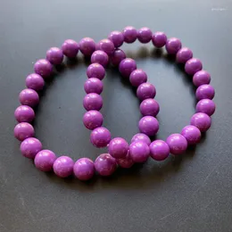 Bracciale in pietra di mica viola naturale con filo Braccialetti di perline da 8 mm Braccialetti elastici da polso tondo Gioielli da donna Ragazze 1pc