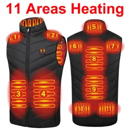 Men's Vests 11 Areas Heating Gillet Winter Body Warmer With Heating Sleeveless Down Jacket Thermal Vest Mens Women Electric Self Heated Vest 230809