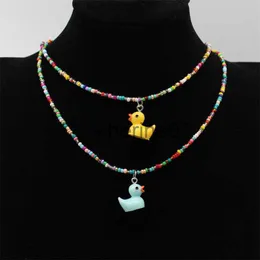 Pendant Necklaces Fashion Cute Small Cartoon Little Yellow Duck Charms Pendant Necklace Short Chain Collar Handmade Choker Accessories Jewelry J230809