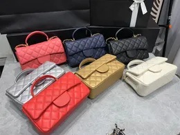 10A new 20cm trapezoid chip authentication caviar sheepskin leather shoulder bag women black handbags ladies composite tote bag clutch female purse
