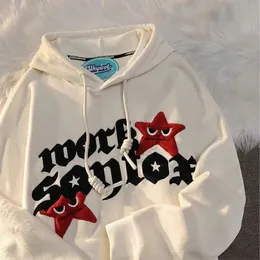 Kvinnors hoodies tröjor Spring Ins Wind Star Sweater Hoodies Y2K American Retro Sweet Sweet Milk Fufu Apricot Casual Hooded Top Men and Women 230808