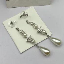 Luxur Designer Letter Stud Women Geometric Rhinestone Pearl Earring Wedding Party Jewerlry Gift
