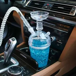 WEPUFF Set di narghilè narghilè per auto in acrilico con luce a LED Chicha Bowl pipa ad acqua Narguile Kit completo di narghilè portatile per narghilè Cachimbas HKD230809