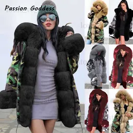 Winter Women Camouflage Starks Jackets Big Fur Tercle Hoodies Parkas أسفل سترة سميكة Outdious XXL Chaquetas Mujer Invierno T230809