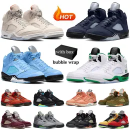With box jumpman 5 basketball shoes for men 5s sneakers UNC Lucky Green Aqua Green Bean Mars For Her Olive Racer Blue Light Orewood Brown mens outdoor sports trainers