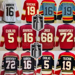 Carolina''panthers'''stanley 컵 결승 2023 하키 19 Matthew Tkachuk Jerseys 5 Aaron Ekblad 16 Aleksander Barkov Sergei Bobrovsky 리버스 레트로 패치