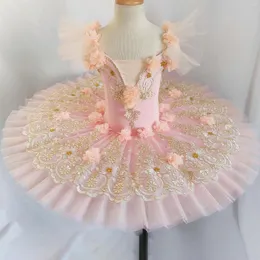 Vestuário de palco rosa profissional balé vestido tutu crianças meninas trajes lago dos cisnes bailarina roupas de dança performance