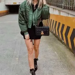 ZXQJ Women Fashion Basic Loose Padded Bomber Jacket Coat Vintage Long Sleeve Zipper Warm Female Outerwear Chic Topps T230809