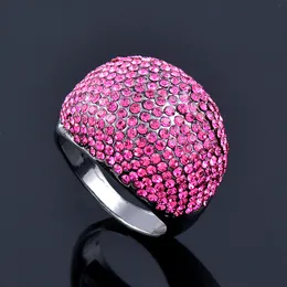 Wedding Rings SINLEERY full pink cubic zircon stones big rings for women party fashion jewelry female accessories ZD1 SSP 230808