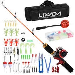 Rod Reel Combo Lixada Ice Fishing Complete Kit with Skimmer Scoop and Carry Bag Lures Hooks Swivels Accessories 230809