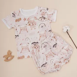 مجموعات الملابس Coola Peach Baby Summer Clothers مجموعة من الخيزران القطن الفتيات الفتيات T القمصان سراويل سراويل