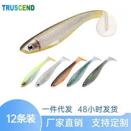 Esche Esche 12pcs 9cm 6 5g Esche da pesca T tail Soft Senza gancio Design Dipinto a mano Luya Bionic Lure Carp 230809