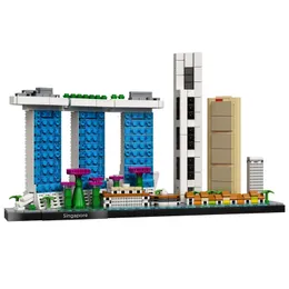 Andra leksaker Singapore City Skyline Legoingly Dubai World Famous Building Bricks Block Diy Education Children's Gift for Boys 230809