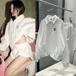 Kadın Hoodies Sweatshirts Tasarımcı Erken Bahar Beyaz Geyik Aynı Stil Beyaz Sıcak Matkap Mektubu Kazan Kazak İlkbahar ve Sonbahar Günlük Polo Gömlek