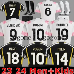 Fans Player Soccer Jerseys 2023 2024 Home Away Milik Di Maria Vlahovic Kean Pogba Chiesa McKennie Locatelli Top Jerseys 23 24 Kits Men and Kids Unifor