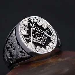 Band Rings Masonic Signet Hand Engraved Master Mason Symbol G Templar Freemasonry Sterling Silver Ring