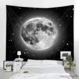 Tapissries Starry Sky Forest Tapestry Moonlight Night Psychedelic Bohemian Decoration Wall Hanging Home Room Art Bakgrund Decoration R230810