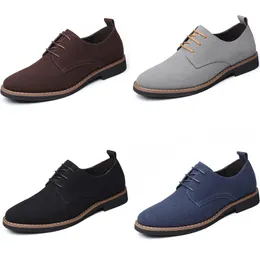 Large size business casual shoes men black brown grey anti-suede mens sneakers breathable